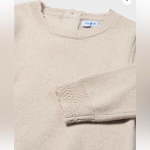 Mayoral Cream with Gold Specks Crew Neck Sweater with Ribbed Detail